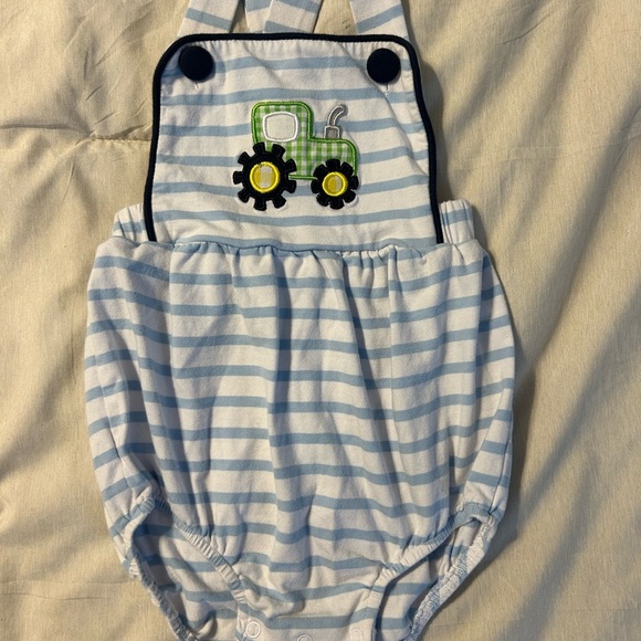 Striped Blue and White Kids Romper - Picture 1 of 2
